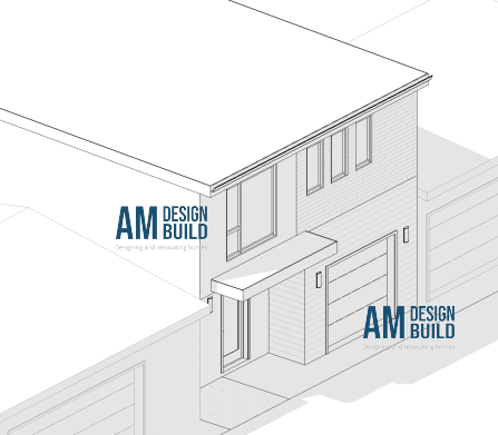 front view of a laneway house designed in Revit AM Design Build